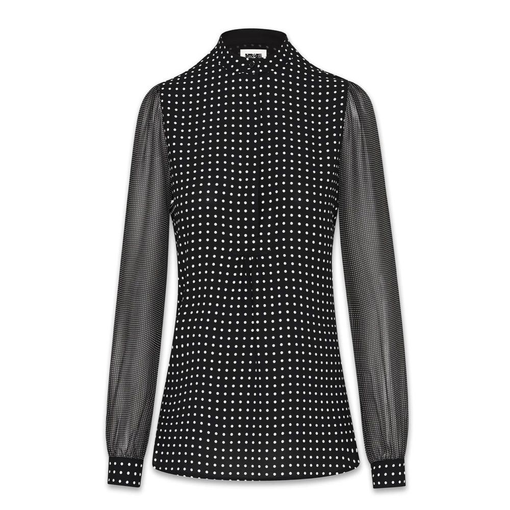 Anne Klein Black and White Polka Dot Blouse